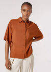 Subtle Sheen Boxy Shirt, Rust, large