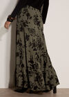 Floral Silhouette Crepe Midi Skirt, Khaki, large