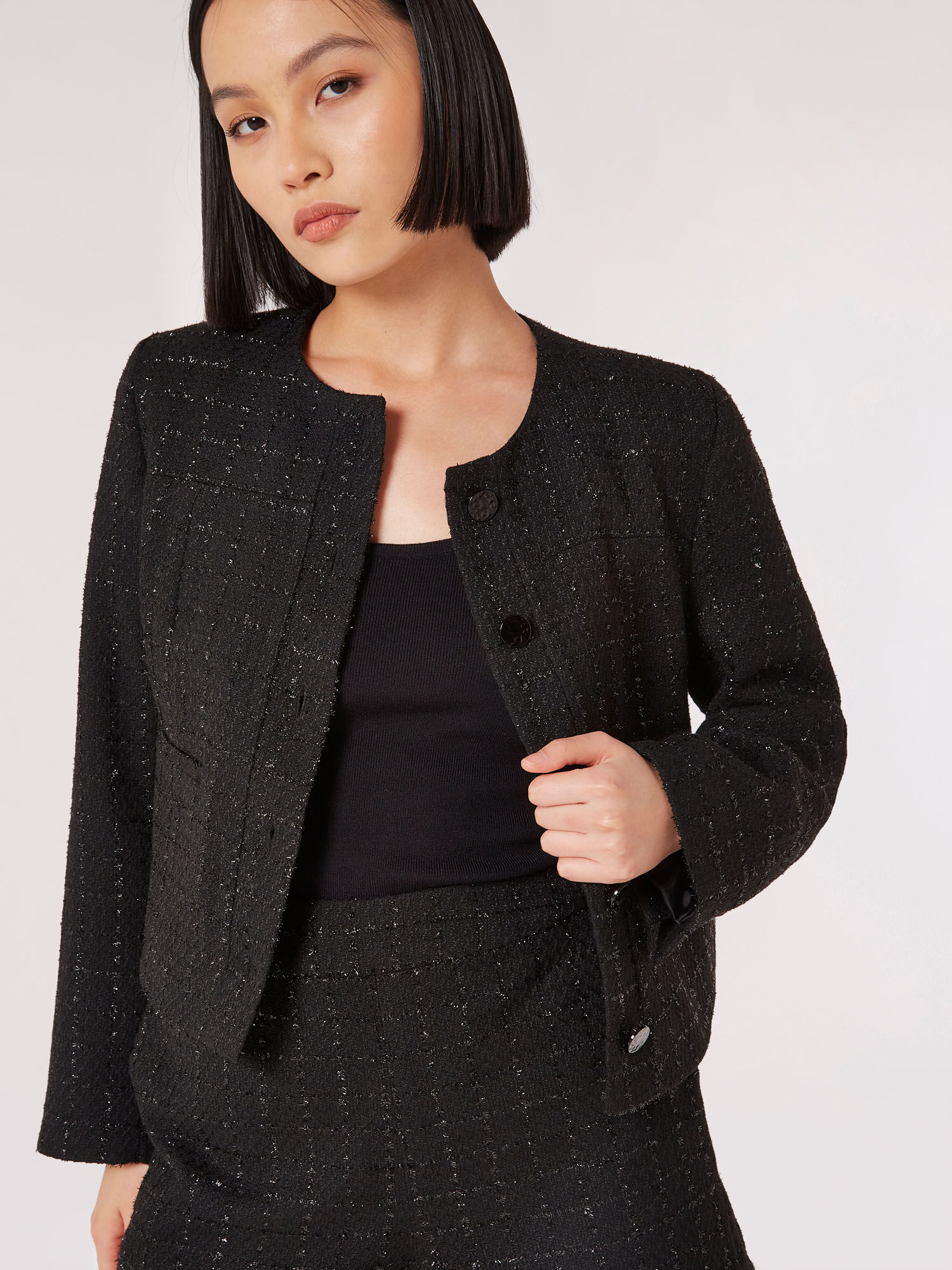 Metallic Sparkle Tailored Tweed Jacket
