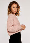 Aran Knit Jumper, Pink, large