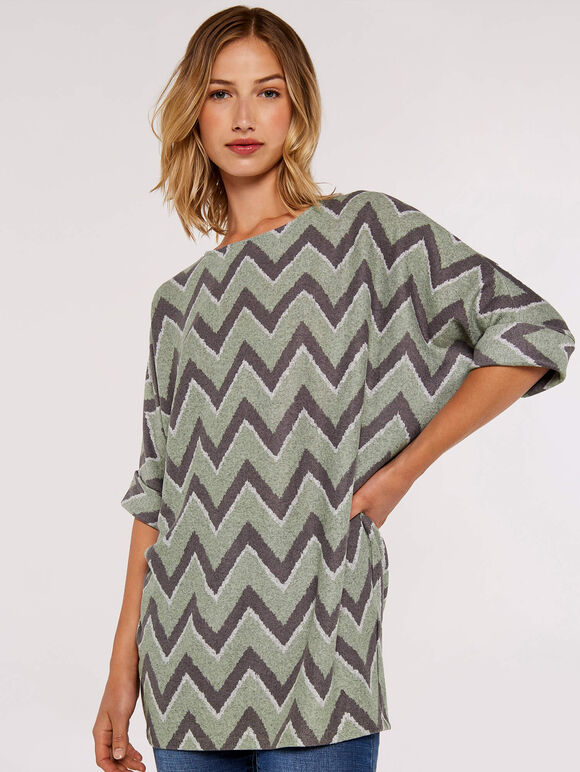 Chevron  Batwing Top, Mint, large