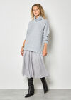 Oversized Roll Neck Tunic Jumper, Light Grey / Silver, large