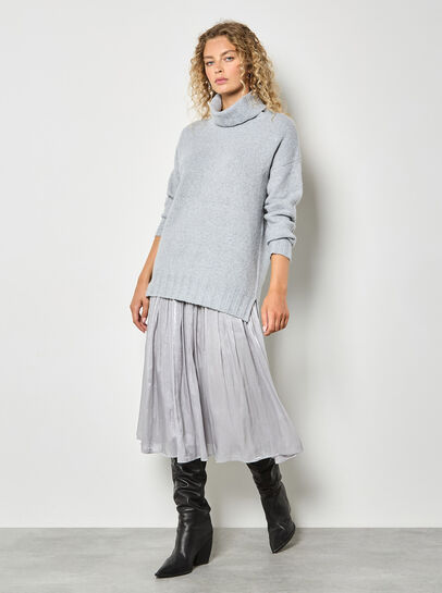 Oversized Roll Neck Tunic Jumper