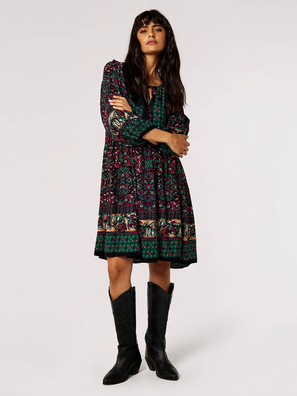 Colour Pop Tile Mini Dress, Black, large