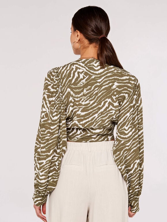 Top mit Zebra-Knoten, Khaki, Größe L