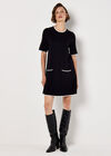 Monochrome Knitted Mini Dress, Black, large