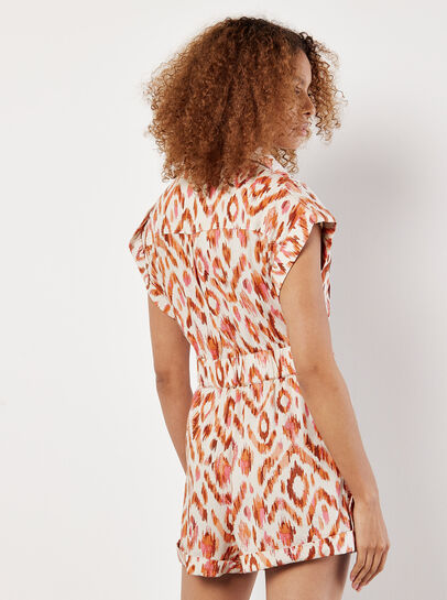 Ikat Print Utility Jumpsuit