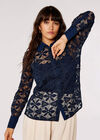 Lace Shirt, Navy, large