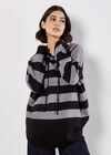Hooded Stripe Tunic Jumper, Grey, large