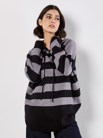 Hooded Stripe Tunic Jumper