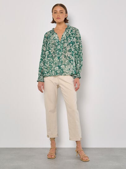 Blurred Floral Chiffon Blouse