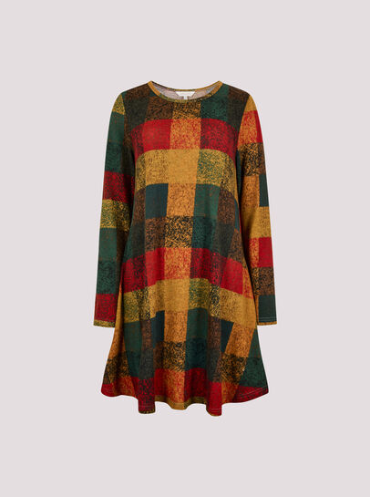 Colourful Patchwork Check Swing Mini Dress