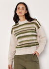 Crochet Stripes Panel Jumper, Stone, large