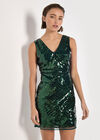 Sequin Panel Bodycon Mini Dress, Green, large