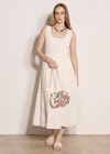 Embroidered Floral Tiered Maxi Dress, Cream, large