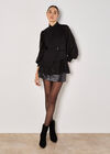 Jacquard Chevron Shimmer Shirt, Black, large