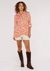 Cheetah High Low Shirt, Coral, large