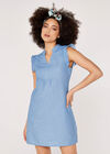 Lightweight Denim Mini Dress, Blue, large