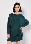 Honeycomb Knit Jumper Mini Dress, Green, large