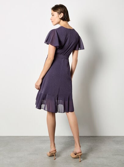Sparkle Wrap Ruffle Mini Dress
