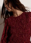 Paisley Chiffon Mini Dress, Burgundy, large