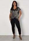 Curve Metallic Foil Twist Hem Top, Yellow, large