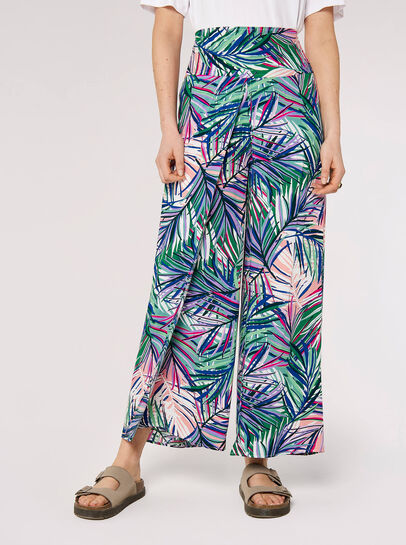 Palm Print Wrap Trousers