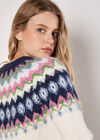 Chunky Knit Fair Isle Jumper, White, large