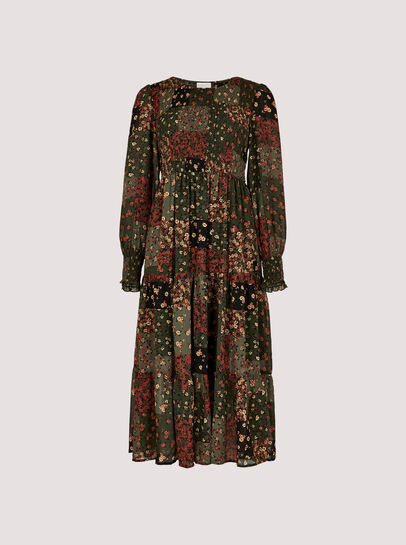 Patchwork Ditsy Midi Dress