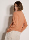 Scallop Hem Cardigan, Peach, large