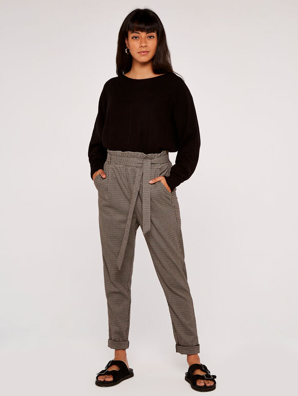 Textured Window Check Jumper, Black, large