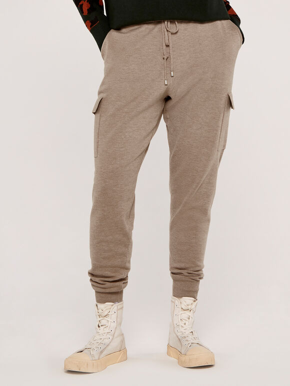 Knitted Cargo Jogger, Stone, large