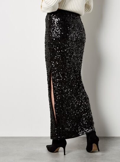 Sequin Mesh Maxi Skirt