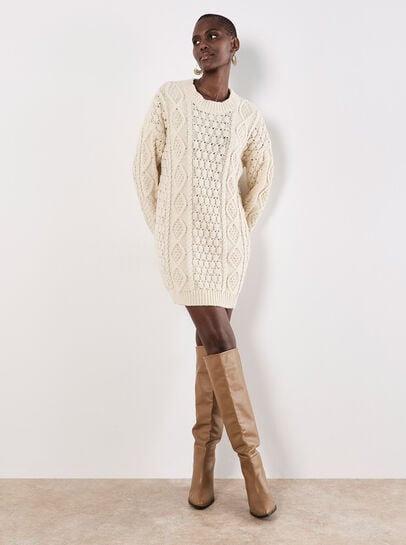 Cable Knit Oversized Jumper Mini Dress