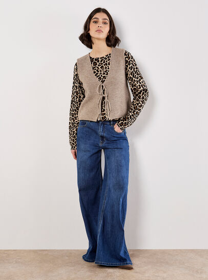 Ribbed Knit Leopard Jumper