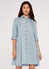 Denim Shirt Dress, Blue, large