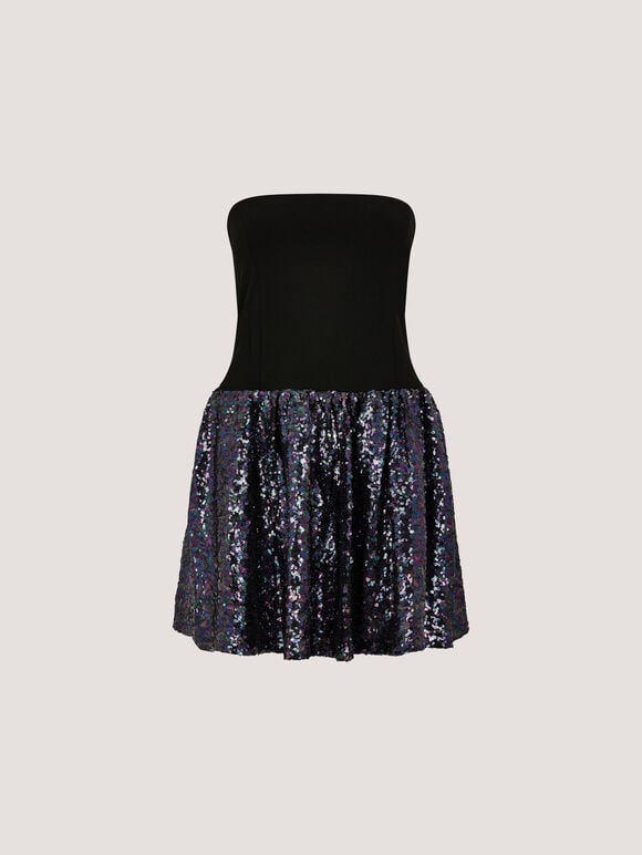 Bandeau Sequin Mini Dress, Assorted, large