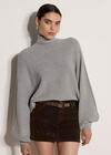 Ribbed Knit Batwing Cape Jumper, Silver, large