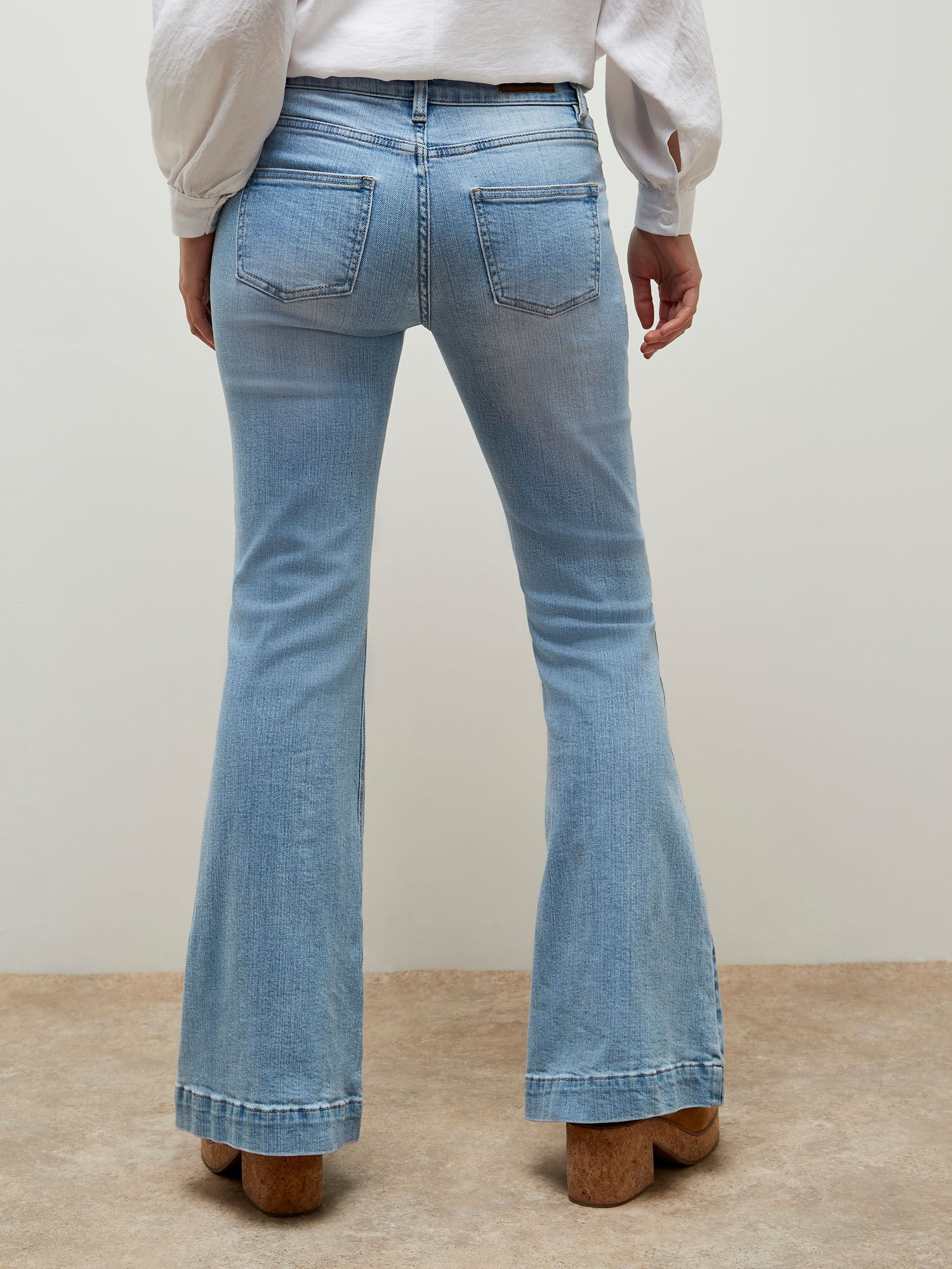 Mid Rise Flare Jeans Apricot Clothing