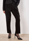 Pleat Tailored Tapered Trousers, Black, large