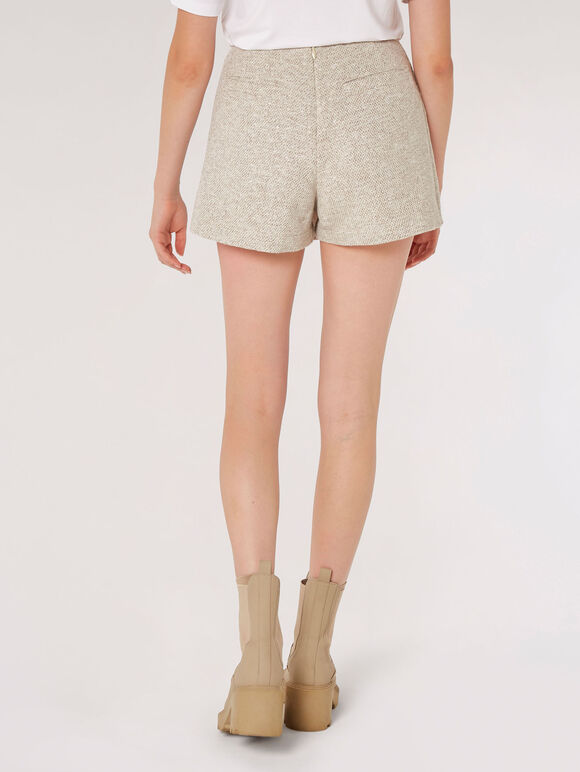 Mini-jupe-short en tweed, pierre, grande
