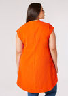 Curve-Top aus strukturierter Baumwolle mit hohem und niedrigem Saum, Orange, Größe L