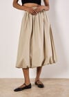 Puff Hem Midi Skirt, Stone, large