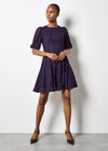 Floral Lace Skater Mini Dress, Purple, large