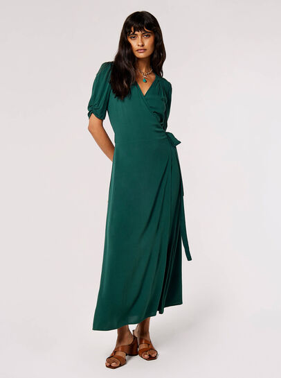 Puff Sleeve Wrap Maxi Dress