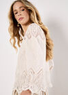Embroidered Mesh Button Down Top, Stone, large