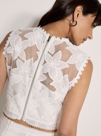 Floral Mesh Lace Crop Top