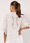 Cotton Blend Lace Longline Cover Up, White, large