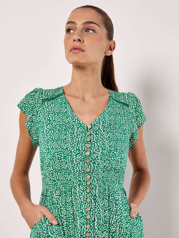 Robe longue à imprimé pois, Vert, grand