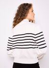 Mock Neck Stripe Jumper, White, large